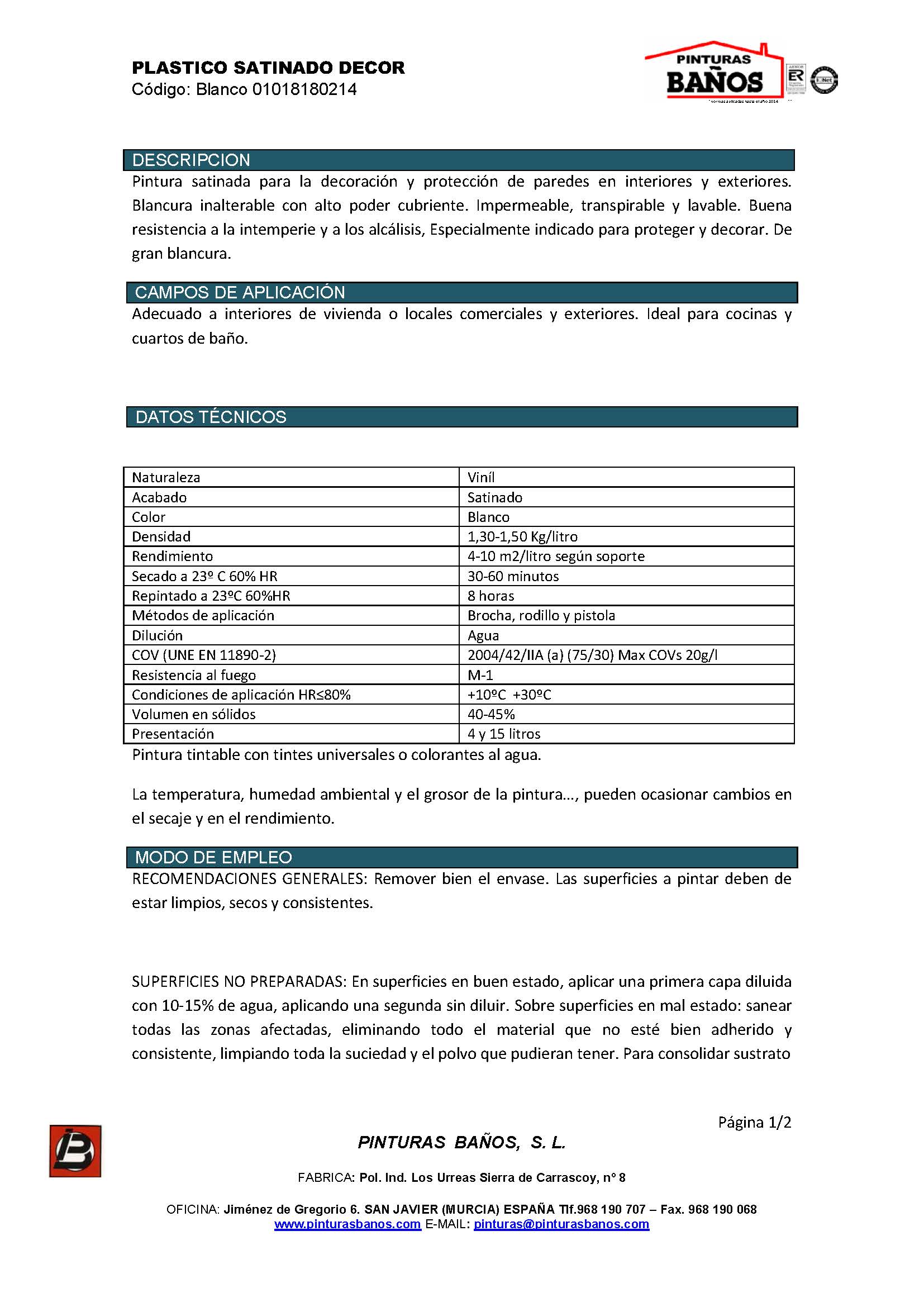 PLASTICO SATINADO DECOR